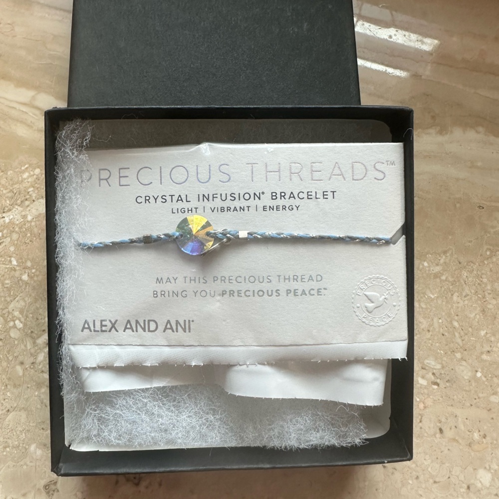 NWT Alex and Ani Blue and Silver Crystal Bracelet